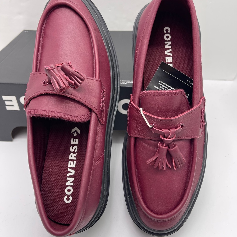 Converse Women's Burgundy Platform Loafers - Picture 13 of 16